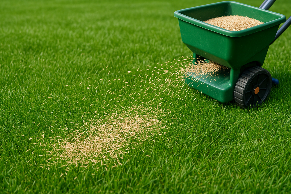 overseed spreader overseeding grass seed